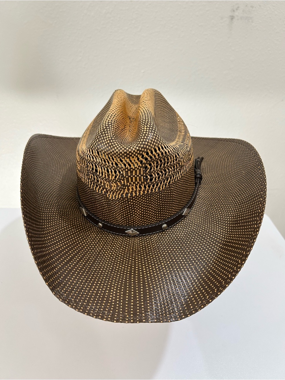 Twinstone 50X Special Edition Two-Tone Brown and Black Straw Western Hat, Size 7